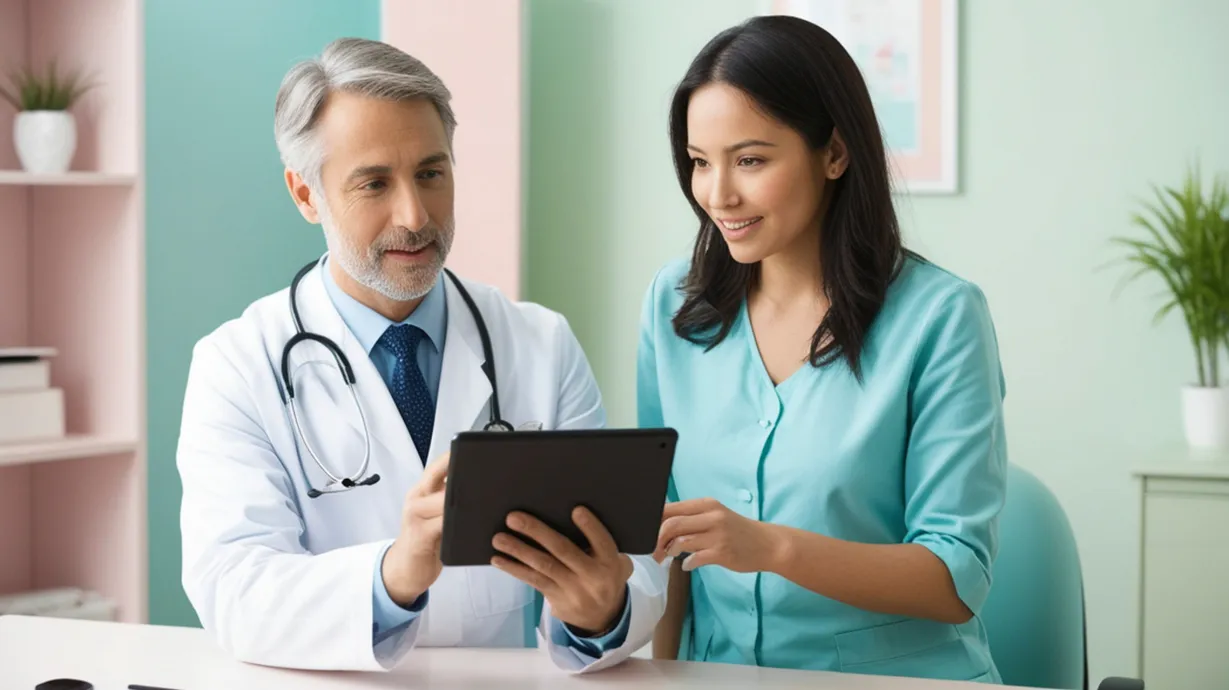 Doctor reviewing patient data for safety